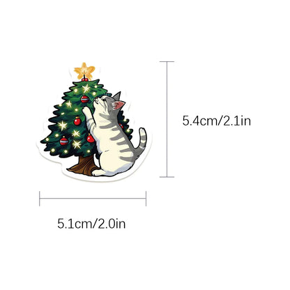 Pack de Stickers Félins Festifs – 50 Pièces 🎄