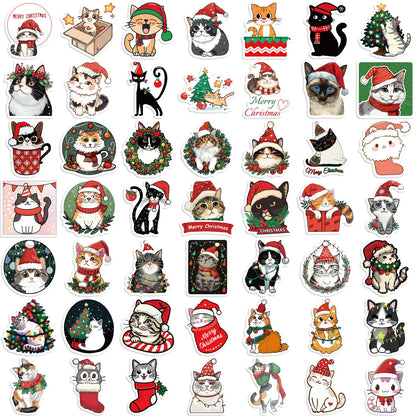 Pack de Stickers Félins Festifs – 50 Pièces 🎄