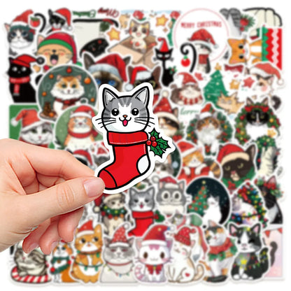 Pack de Stickers Félins Festifs – 50 Pièces 🎄